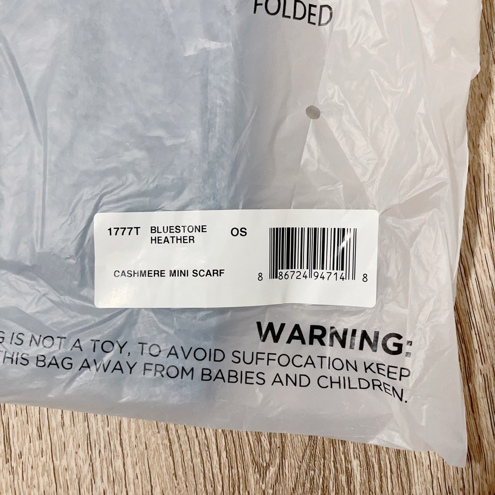 White+Warren Cashmere Mini  Scarf 1777T Bluestone Heather - Picture 3 of 3